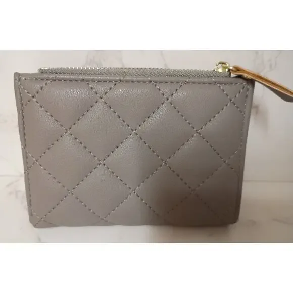 Gray Quilted Faux Leather Bifold Wallet - NWOT - Picture 2 of 5